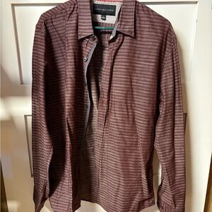 Signature Studio Men's Maroon Striped Button-Down Shirt